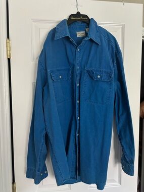 L.L.Bean Indigo Blue Cotton Button-Front Shirt